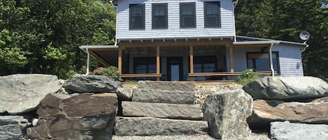 Granite steps right from yard down to private beach!