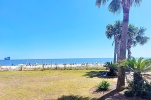 Direct gulf front view from the ground floor. Simple, easy access to the beach.