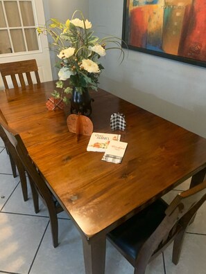 Dining table with bench