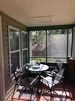 The screened in porch is waiting on you. 