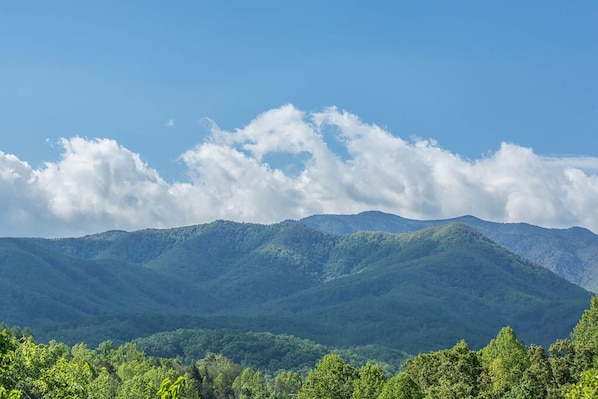 View of Mt. LeConte from the patio.