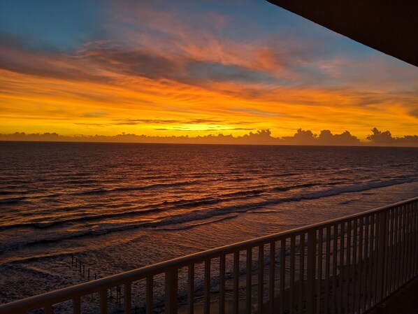 sunrise on the balcony