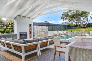 Pool views from entertaining space