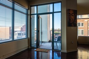 Entry way to the private balcony adjacent to to the living room