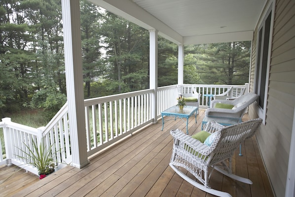 Enjoy a cup of coffee on the porch while viewing the nature.