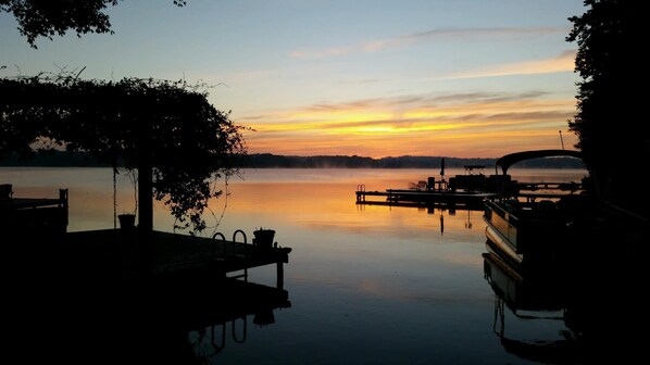 Gorgeous big water views from dock, patios, screened terrace, deck, and rooms.