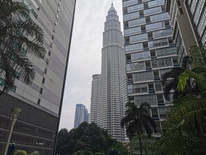 twin tower view from the pool