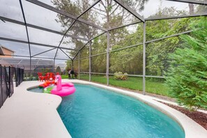 Enjoy your own private swimming pool with serene, unobstructed views, no rear neighbors for ultimate privacy.