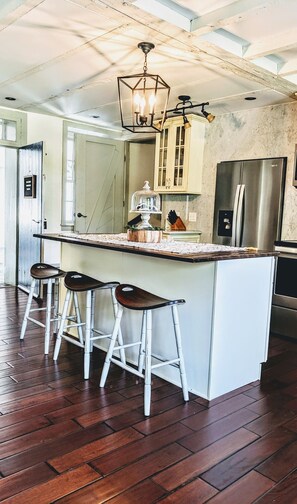 Kitchen island with seating for three
