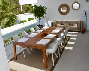 Dining table on the lower terrace
