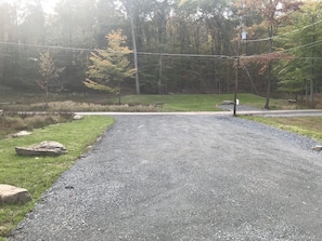 Driveway parking for plenty of cars and trailers 