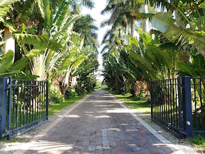 Gated entry to Grace River Island Resort