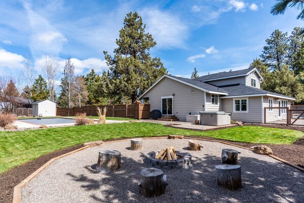 Fire pit, lawn chairs also provided upon request