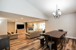 Gathering area and open area to kitchen.