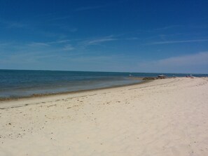 Safe wide private  beach. The tide is starting to roll out