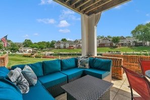 Enjoy lake views from our private covered patio!