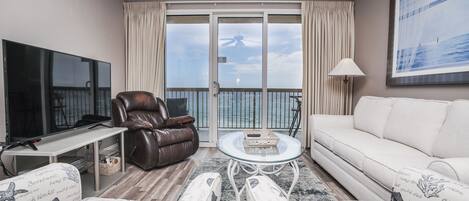 Calypso Beach Resort Rental 504E - Living Area w/Gulf View