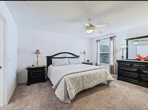 Master bedroom with wall in closet and master bathroom 