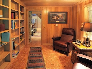 A quiet corner in the library - relax and read on leather Barcalounger recliners