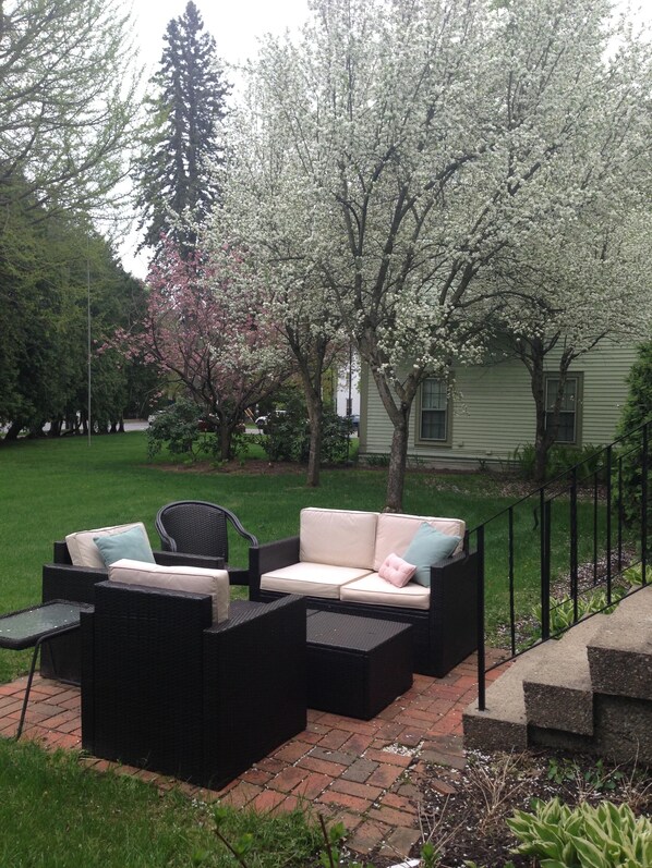 Private patio with use of charcoal grill