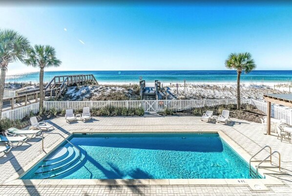 View from the private patio. Direct beach front 