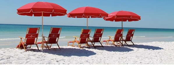 Miramar Beach is a quick drive or shuttle away. HGVC provides private chairs.