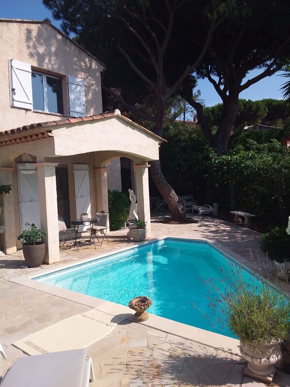 Private pool in back garden.