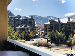 The fall season from our balcony with an early snow on Beaver Creek ski runs