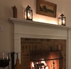 Cozy wood-burning fireplace in living room 