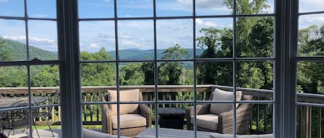 Bay window view from living room