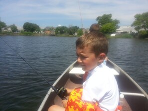 We provide canoe and fishing poles,  you provide kids