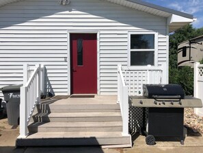 East keyed Entry Door and Gas Grill Location