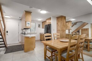 The kitchen is filled with equipment you need to prepare delicious meals.