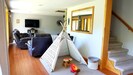 Kids will love our teepee, toys and train table in the lower level.