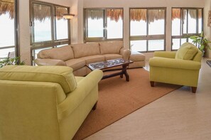 Living area with ocean view - Akumal Mexico Vacation Rental