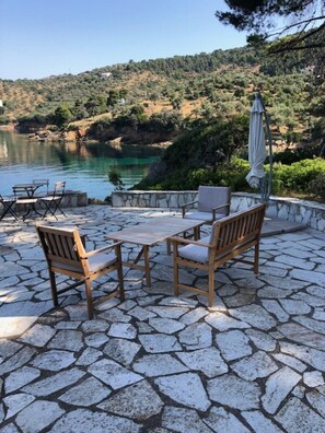 old threshing floor now round patio over the rocks