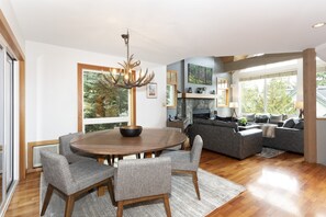 Round dining table seats six