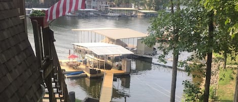 View of dock from side porch entry.