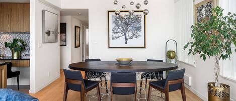 Incredible detail throughout this designer condo. Well-appointed, curated artwork showcases local artists.