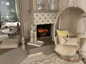 Added electric fireplace for romance & warmth for  chilly Denver nights. 