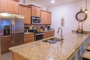Fully equipped and stocked kitchen.