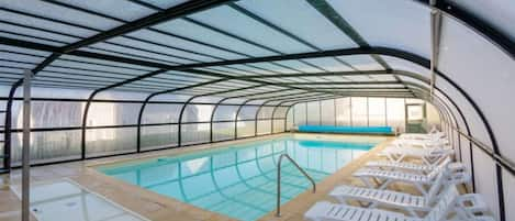 Jump into the beautiful indoor pool.