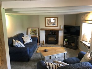 Lounge area, with wood burning stove