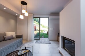 Living room and fireplace