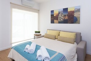 The sofa turns into a sofa bed and easily accommodates two more persons.