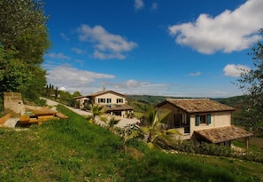 View from the olives-grove to both houses and the barbecue