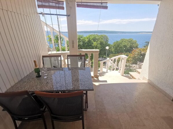 View from the window. terrace with sea view