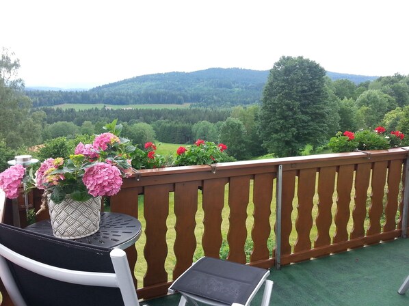 Ausicht von Balkon im Sommer