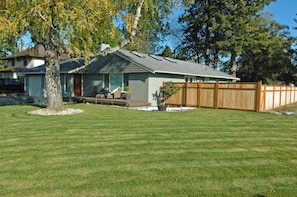 Looking for a place to relax? The shaded front porch is perfect year-round.