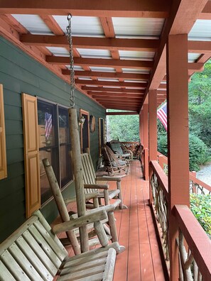 Front porch swing and rocking chairs.  Seating for 6.